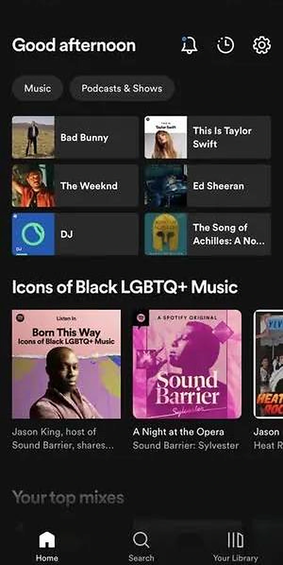 Personalized Home Feed Spotify función screenshot